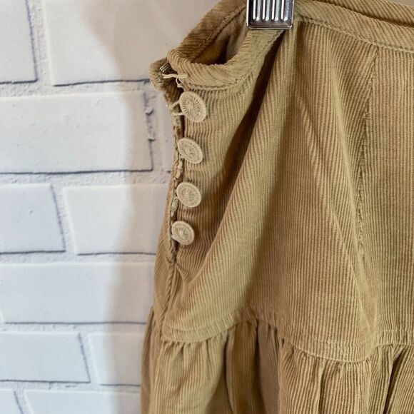 Vince Tan Corduroy Tiered Skirt Side Button Sz 4 - Picture 3 of 6
